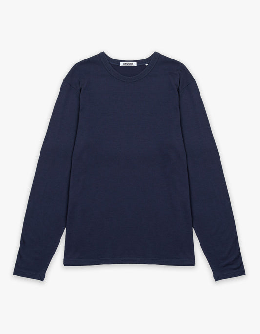 Mens Foundation Long Sleeve Merino Tee - Navy