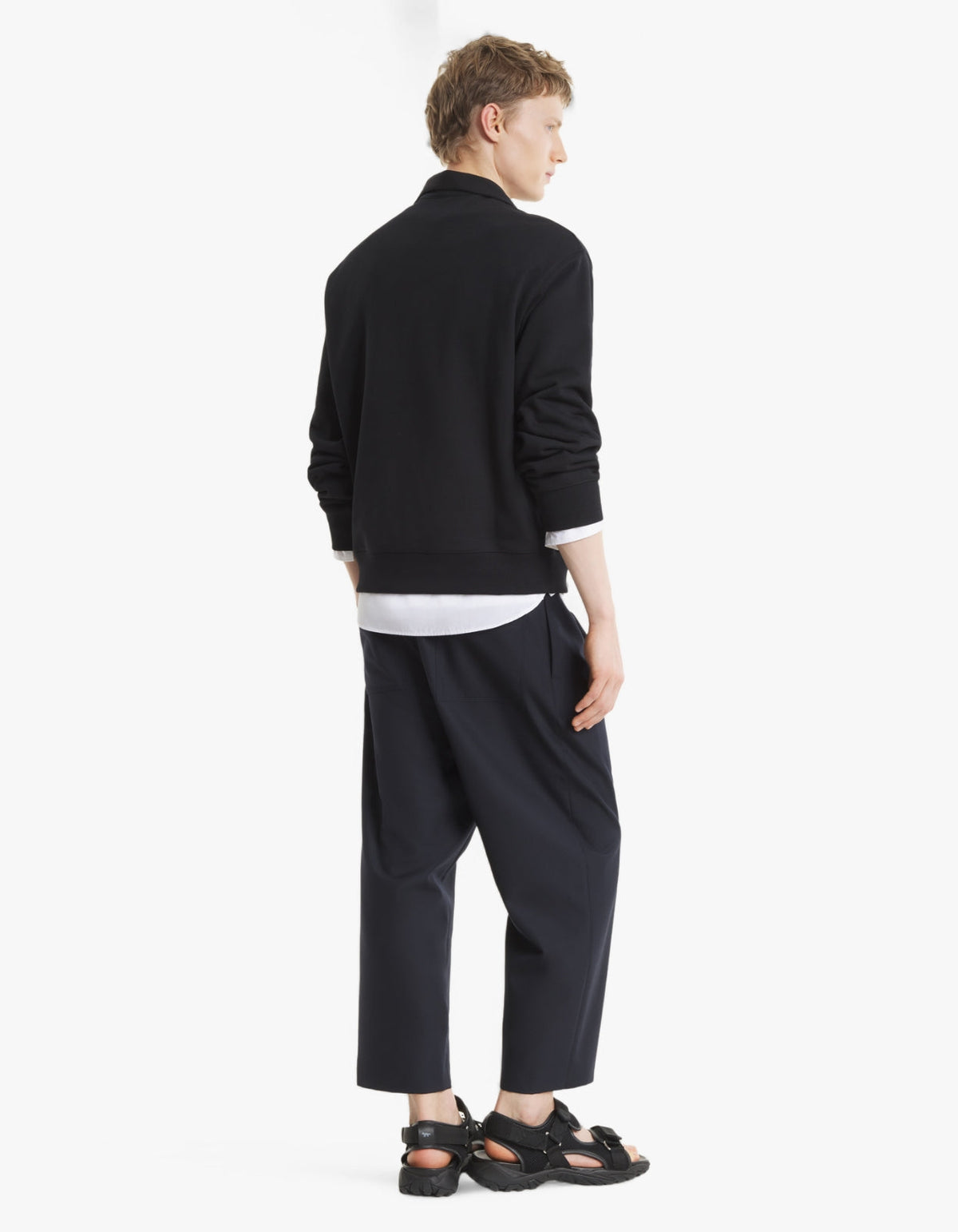 Half Zip Nylon Pocket Sweatshirt - Black