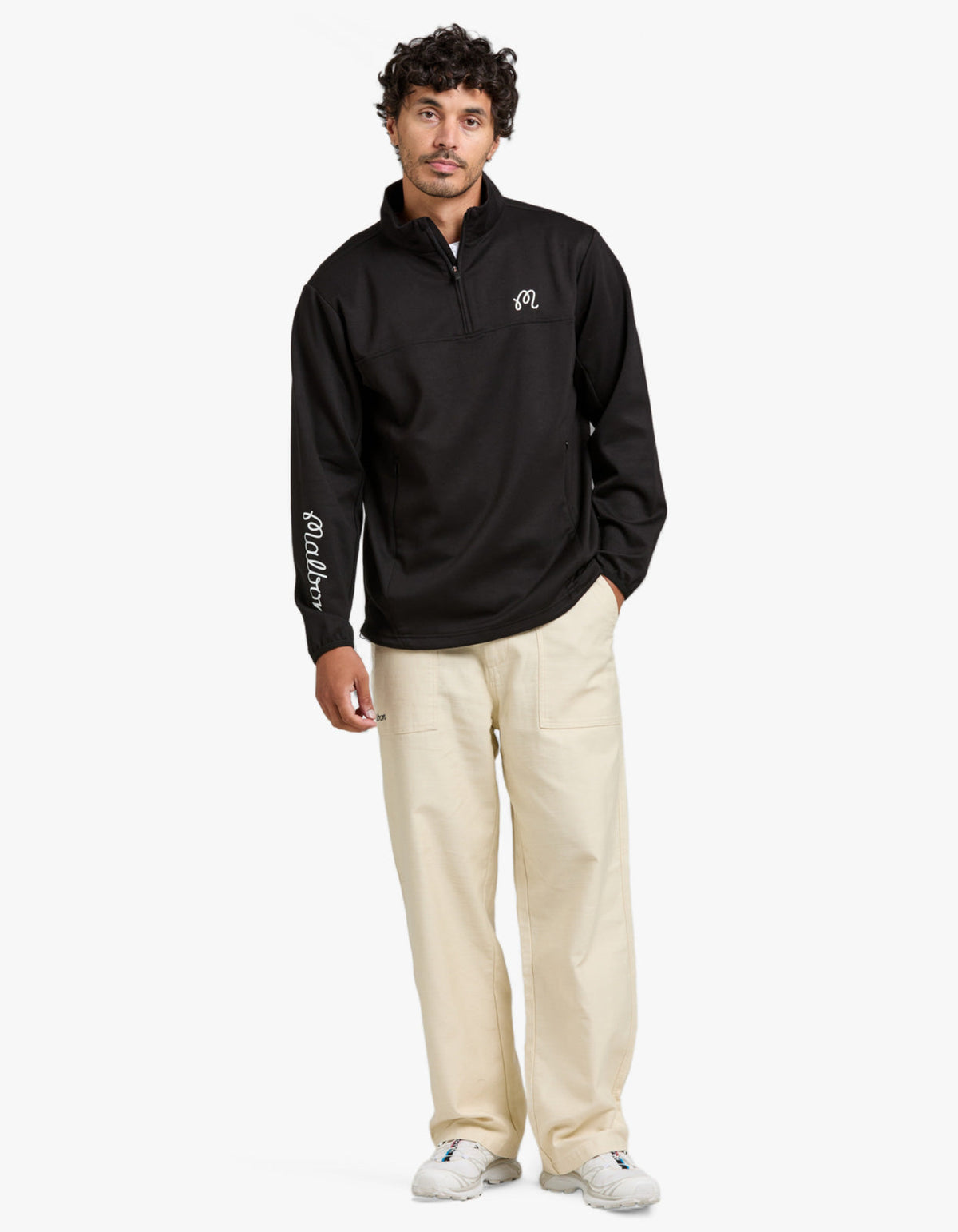 Evergreen Poly Quarter Zip Sweat - Black