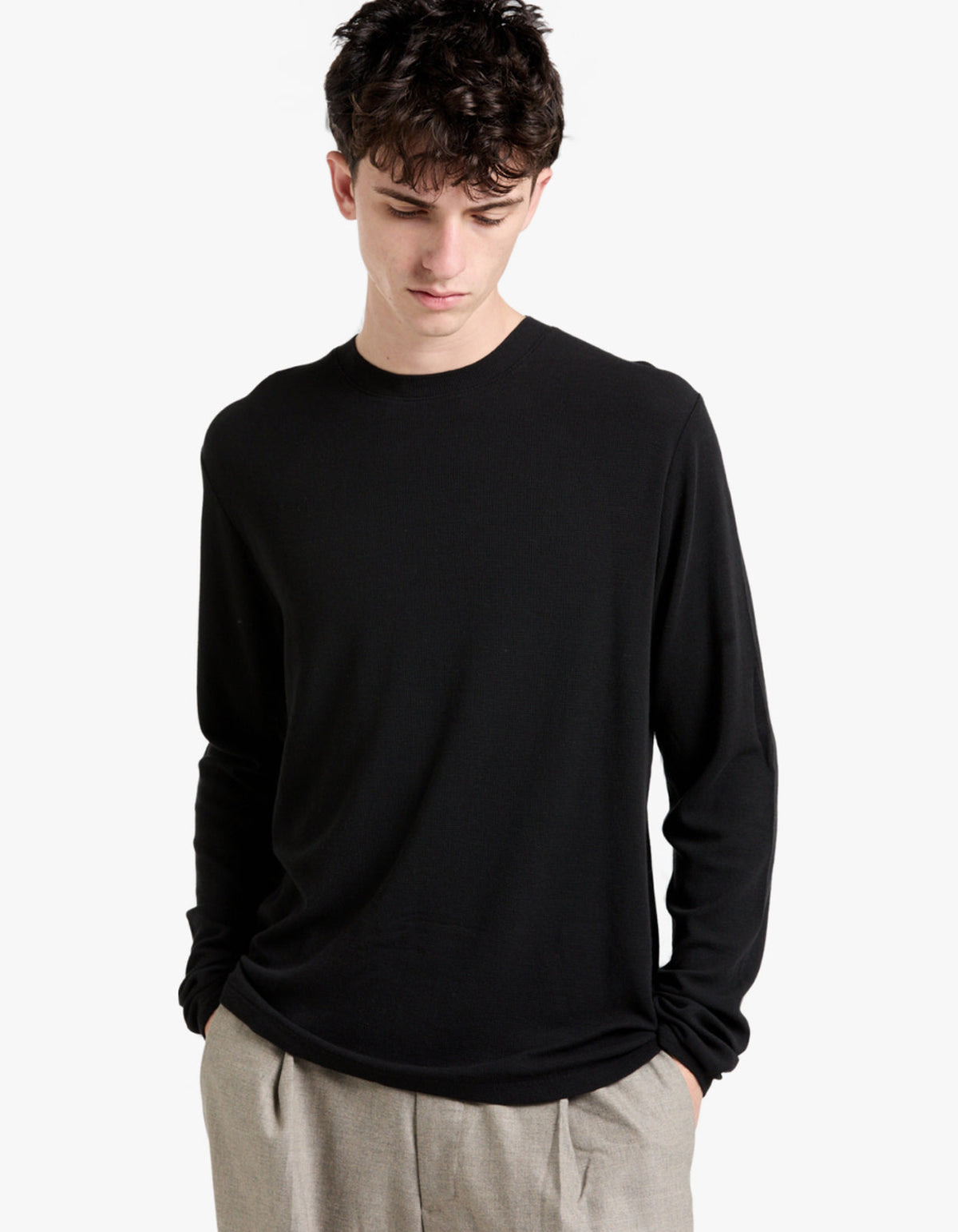 Clive L/S Waffle 3323 - 999 Black