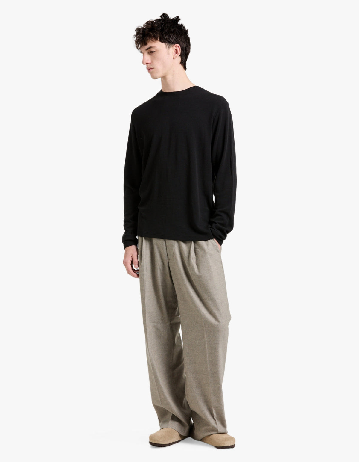 Clive L/S Waffle 3323 - 999 Black