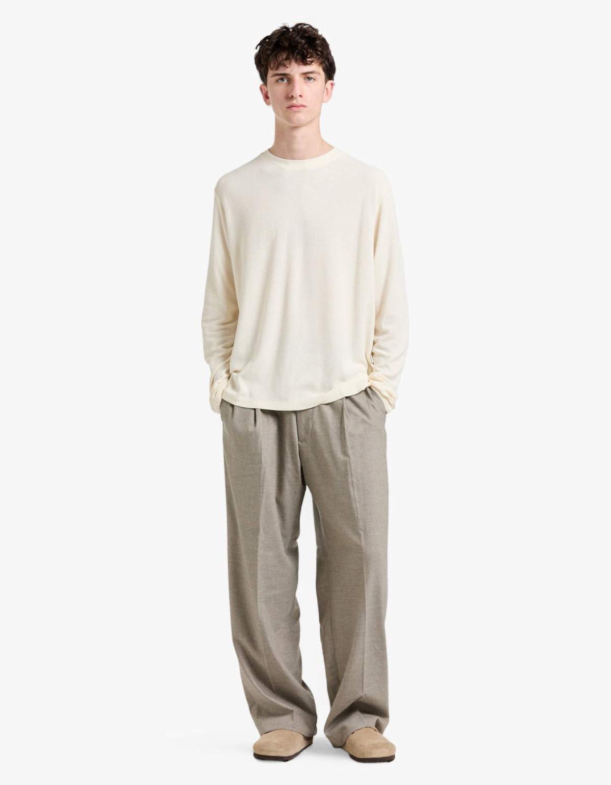 Clive L/S Waffle 3323 - Egg White 003