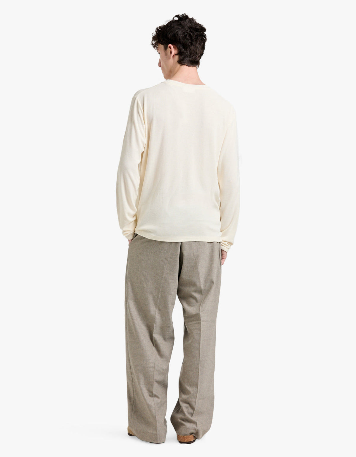 Clive L/S Waffle 3323 - Egg White 003