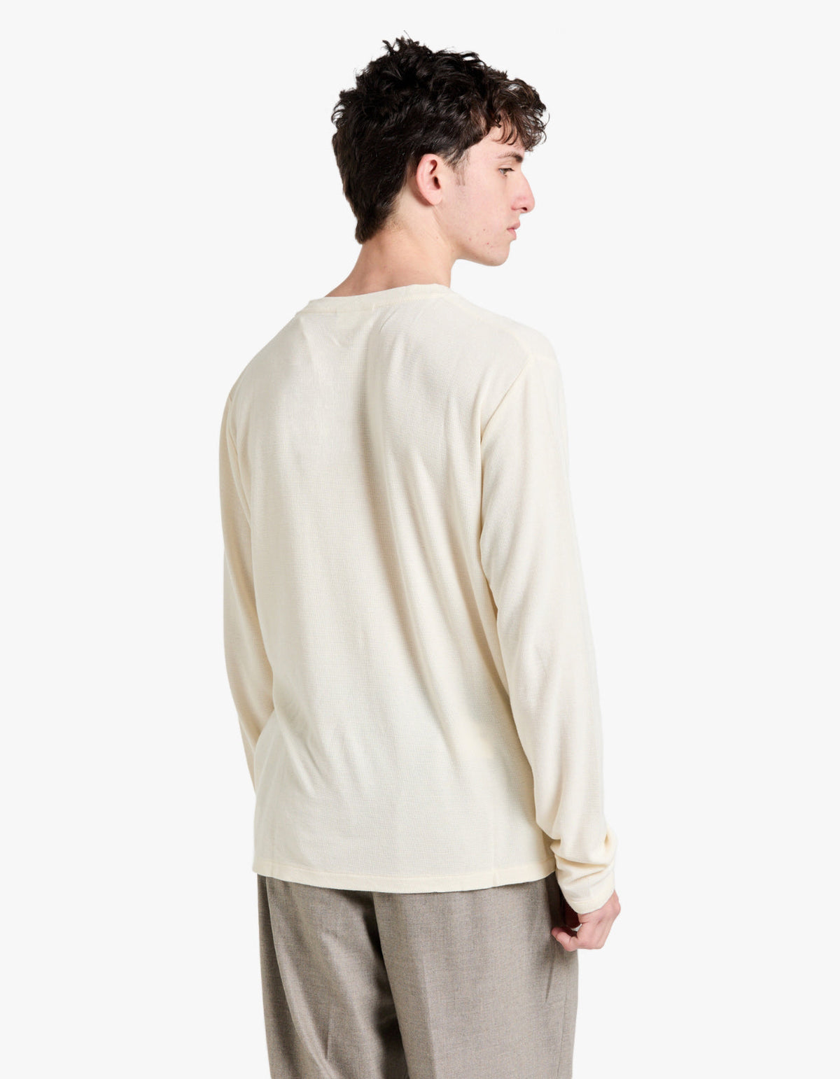 Clive L/S Waffle 3323 - Egg White 003