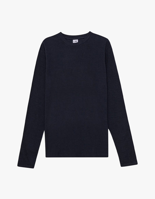 Clive L/S Waffle 3323 - Navy Blue