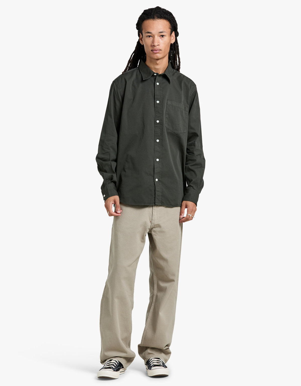 Algot Twill Shirt - Black Olive