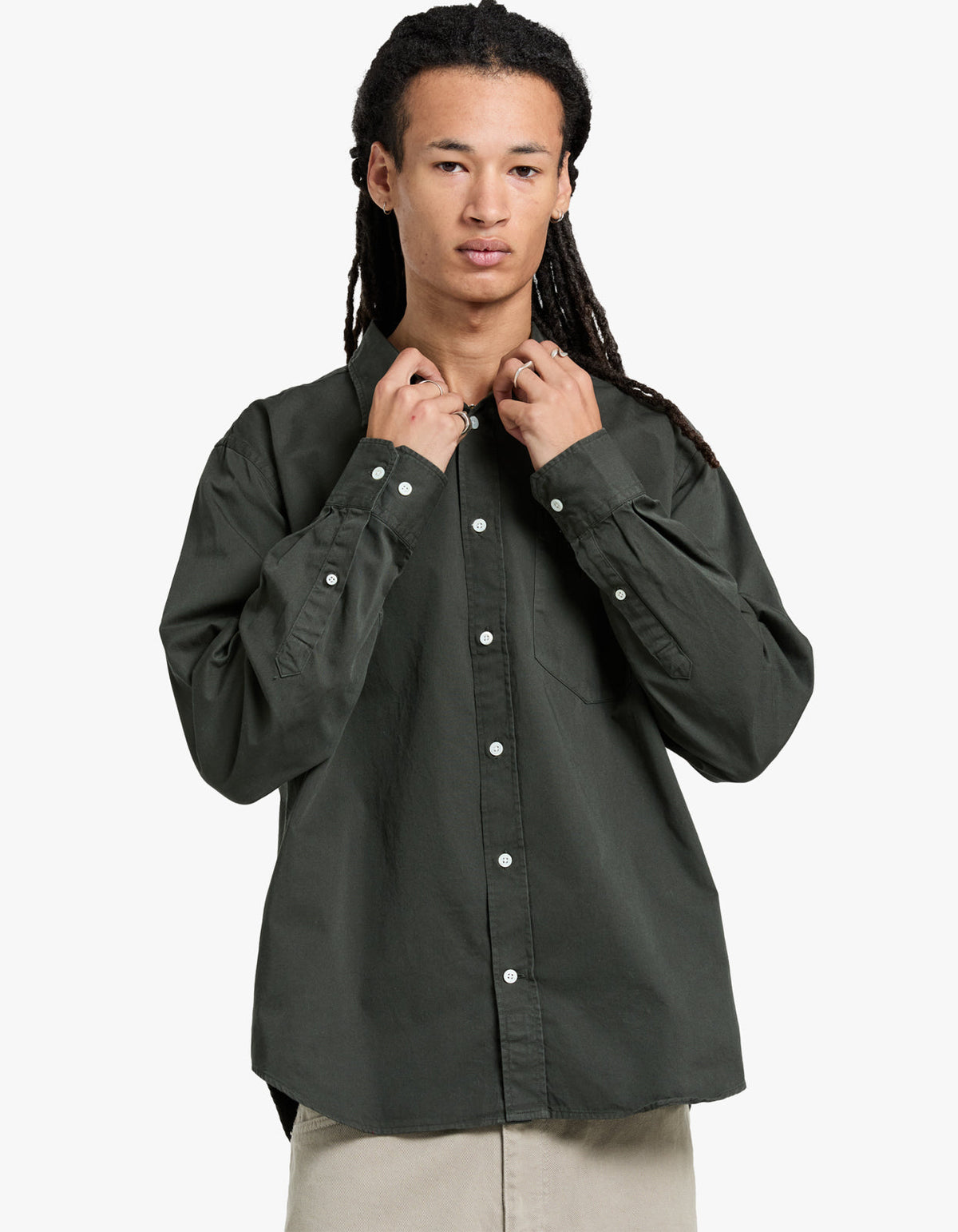 Algot Twill Shirt - Black Olive
