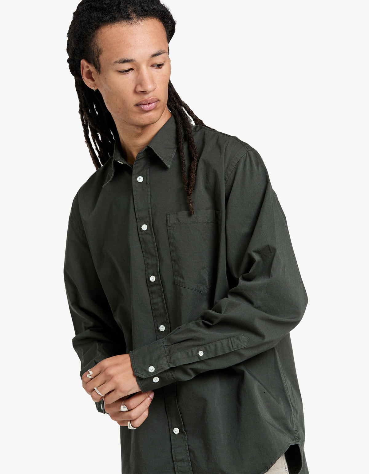 Algot Twill Shirt - Black Olive