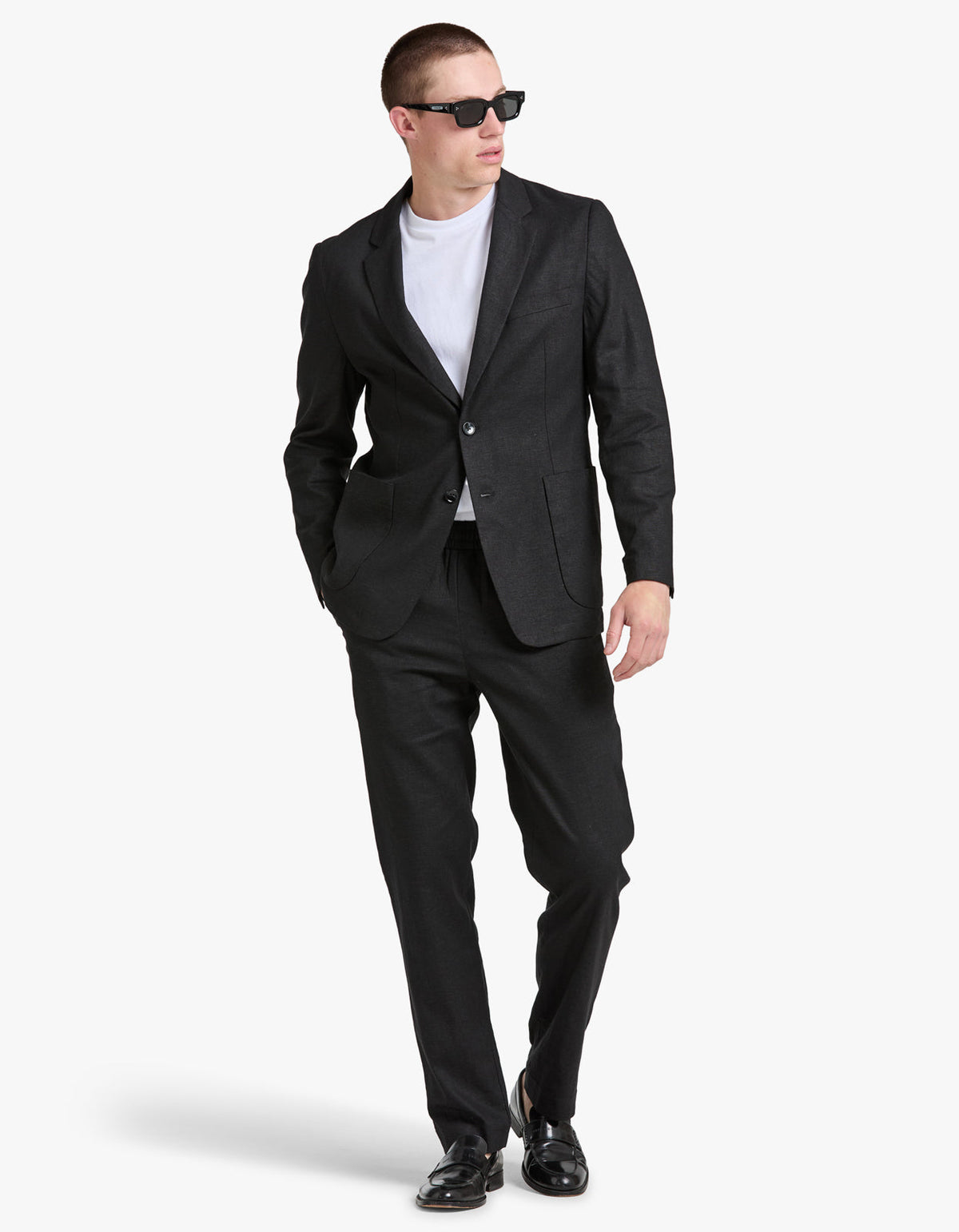 Frank Linen Blazer - Black