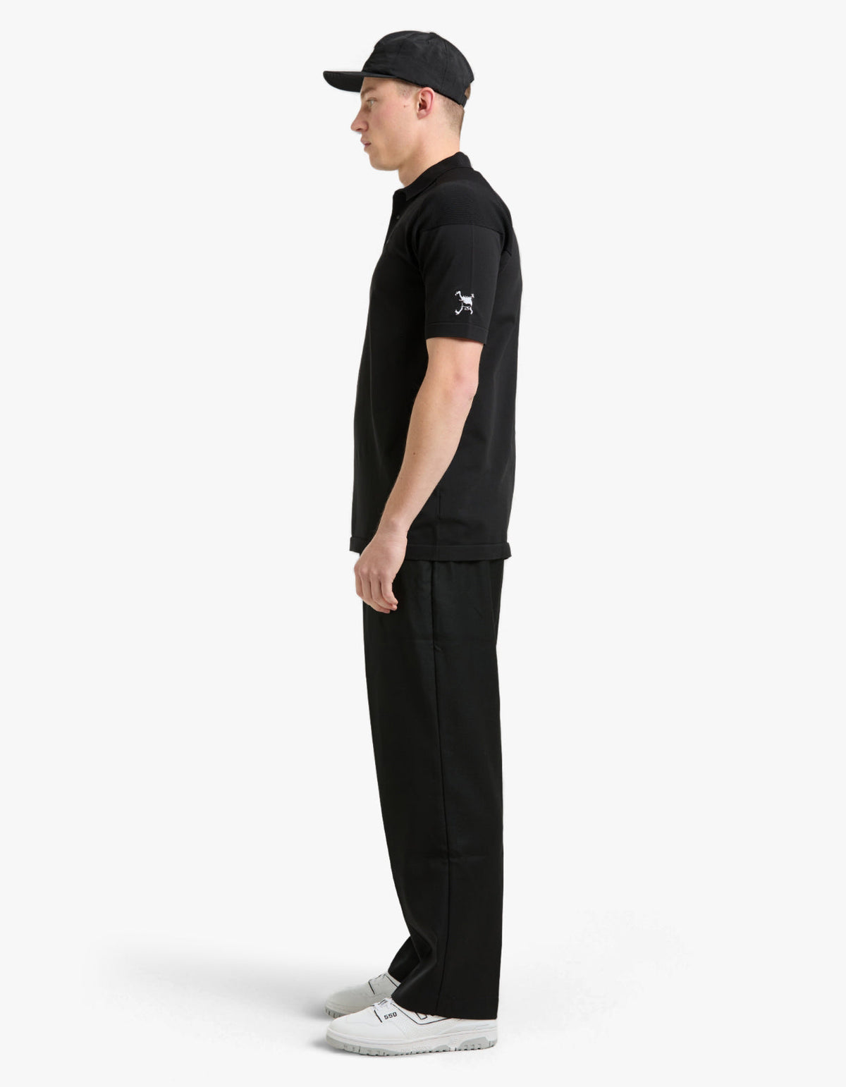 Skull Limber Sweater Polo Shirt - Pitch Black