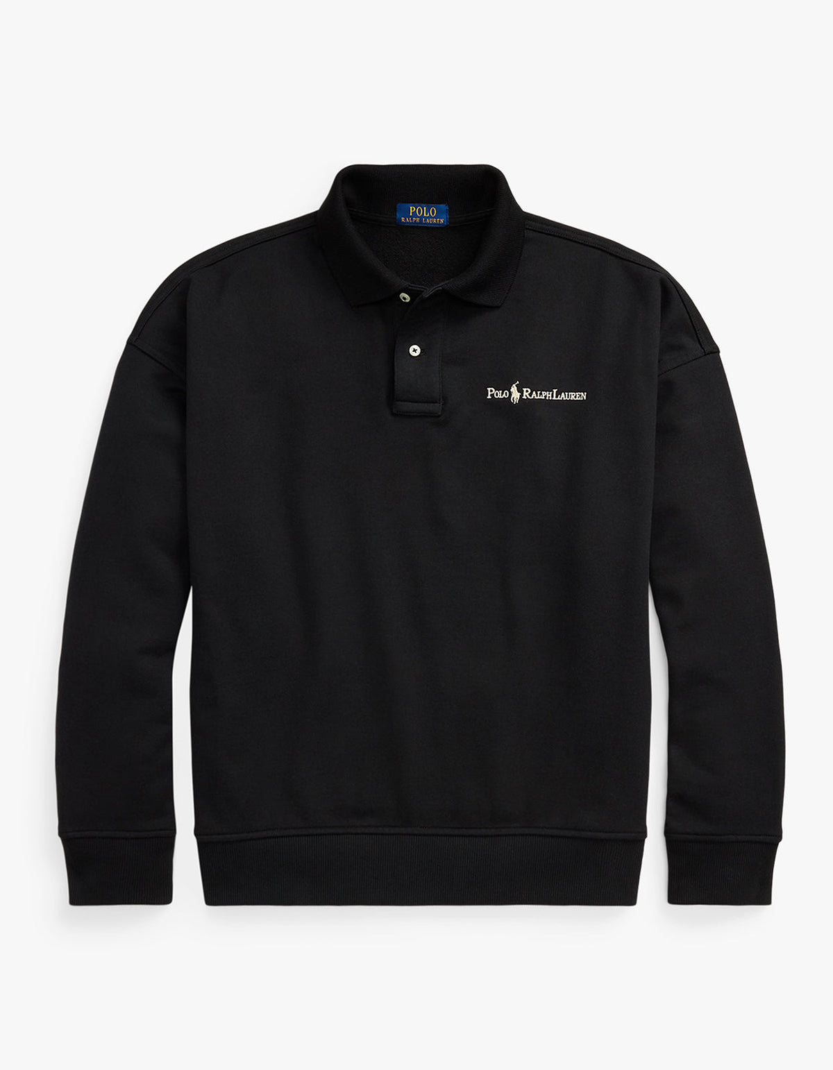 Relaxed Fit Logo Collared Sweatshirt - Polo Black