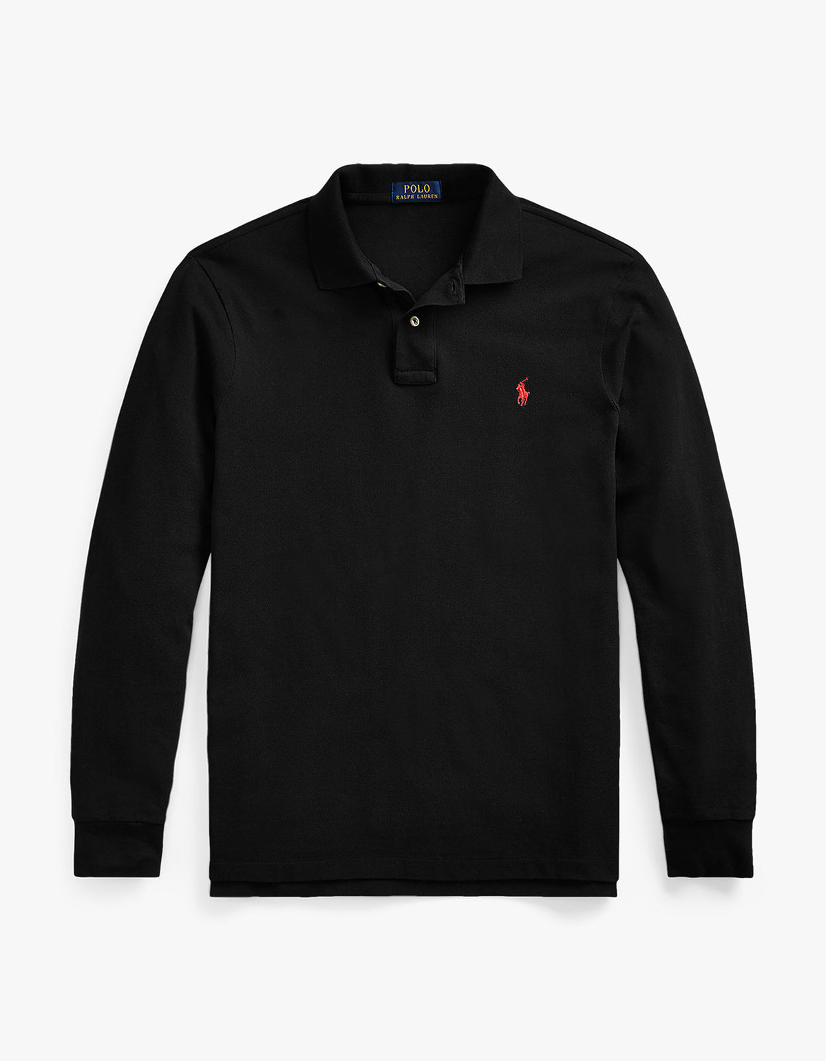 Custom Slim Fit Mesh L/S Polo Shirt - Polo Black/C3870