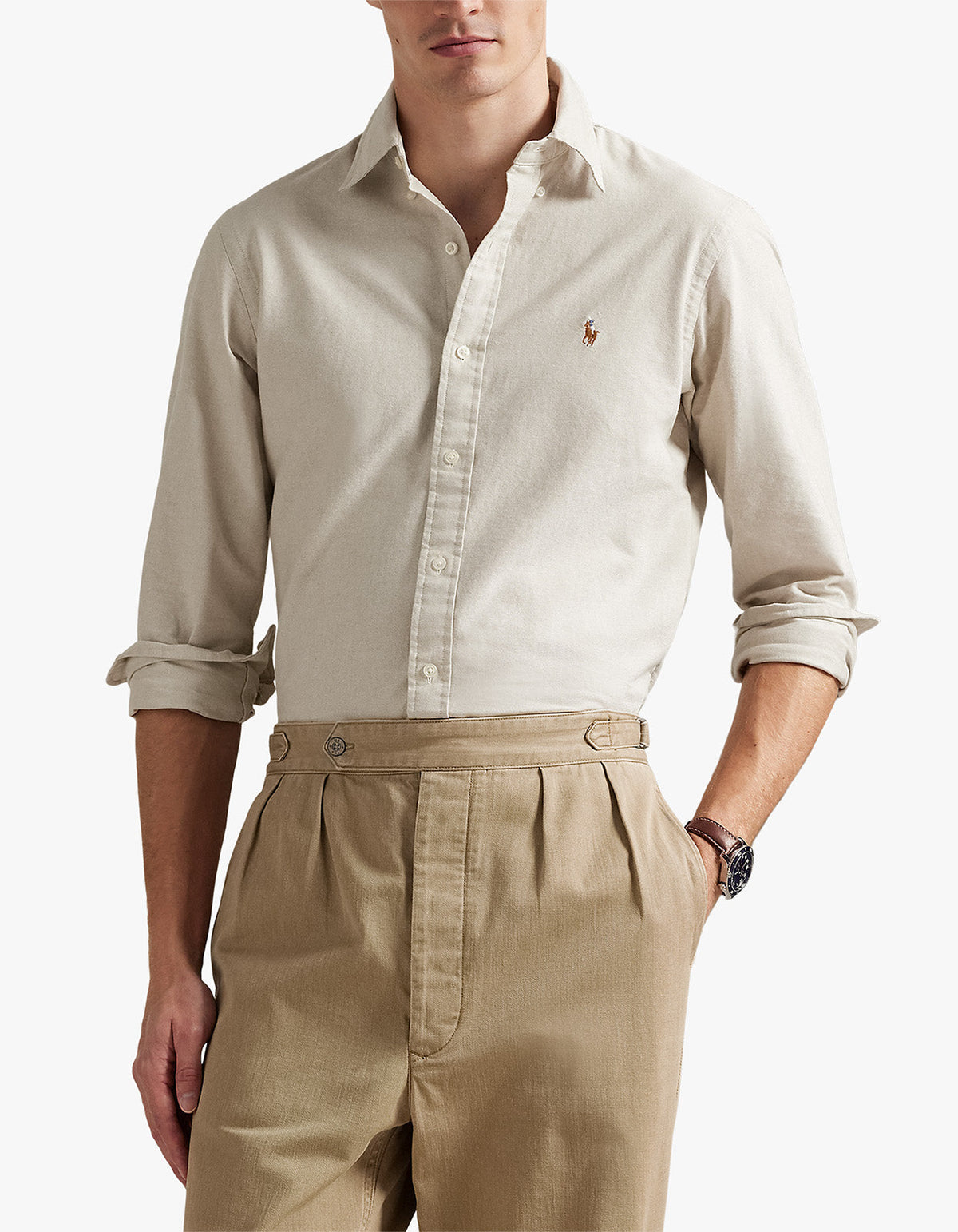 Custom Fit Long Sleeve Sport Shirt - Coastal Beige