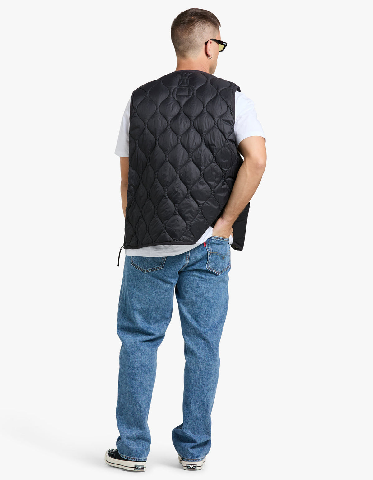Soft Shell Military V Neck W Zip Down Vest - Black