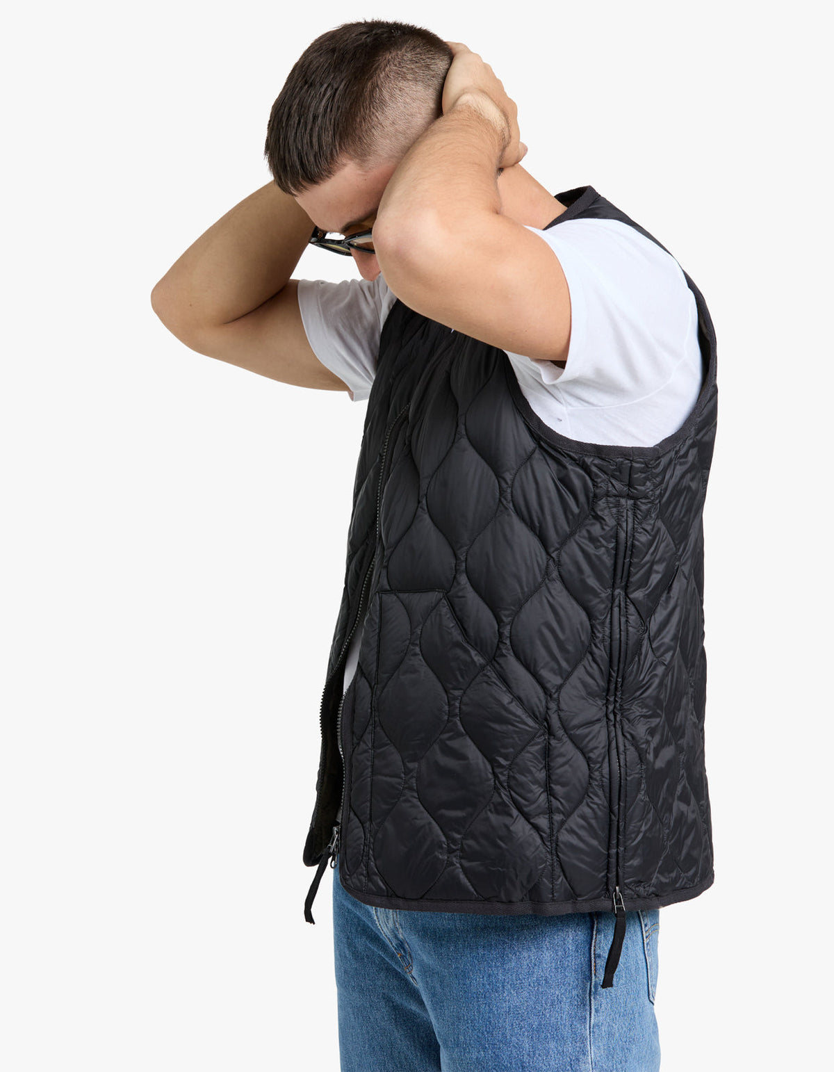 Soft Shell Military V Neck W Zip Down Vest - Black