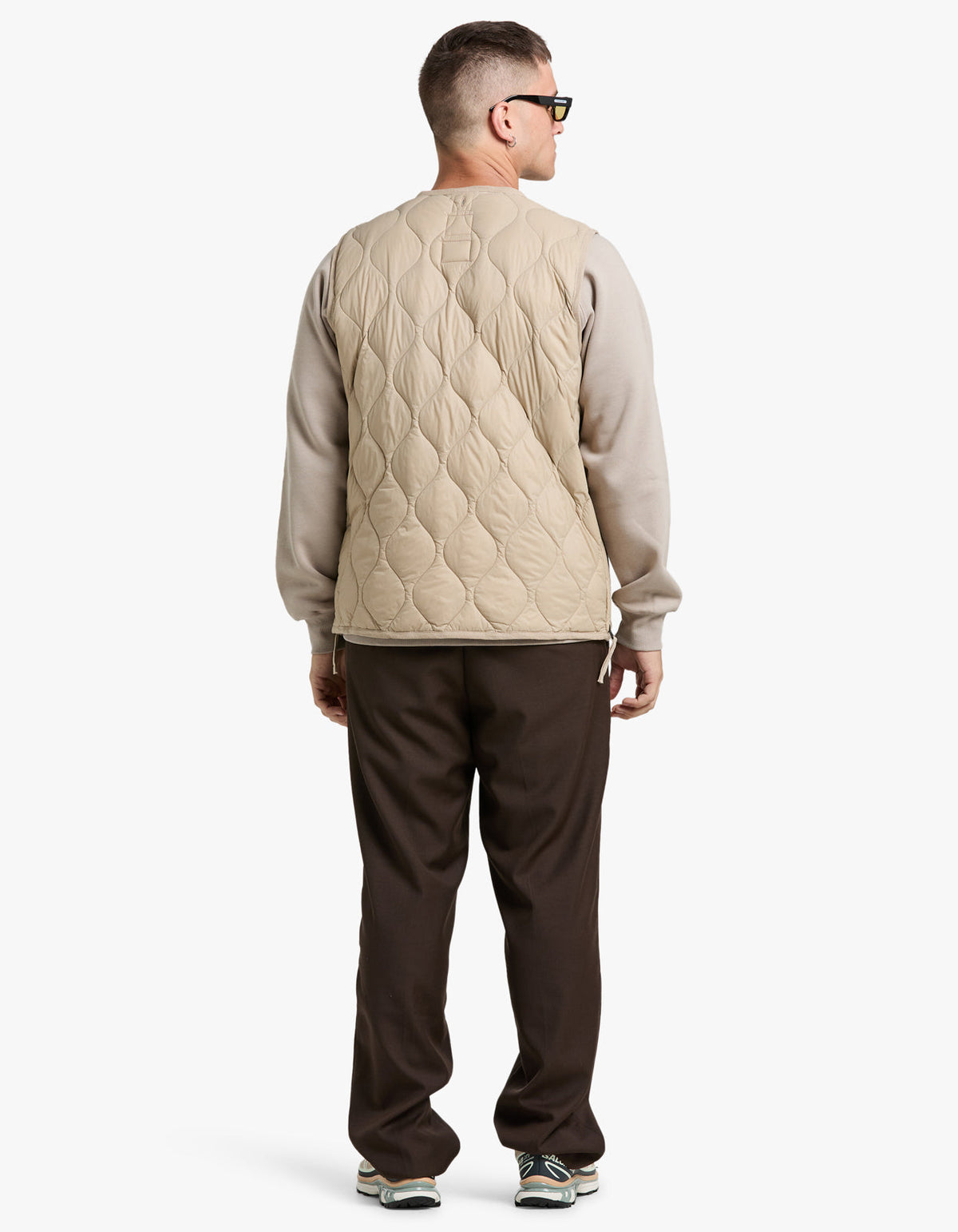Soft Shell Military V Neck W Zip Down Vest - G.Beige