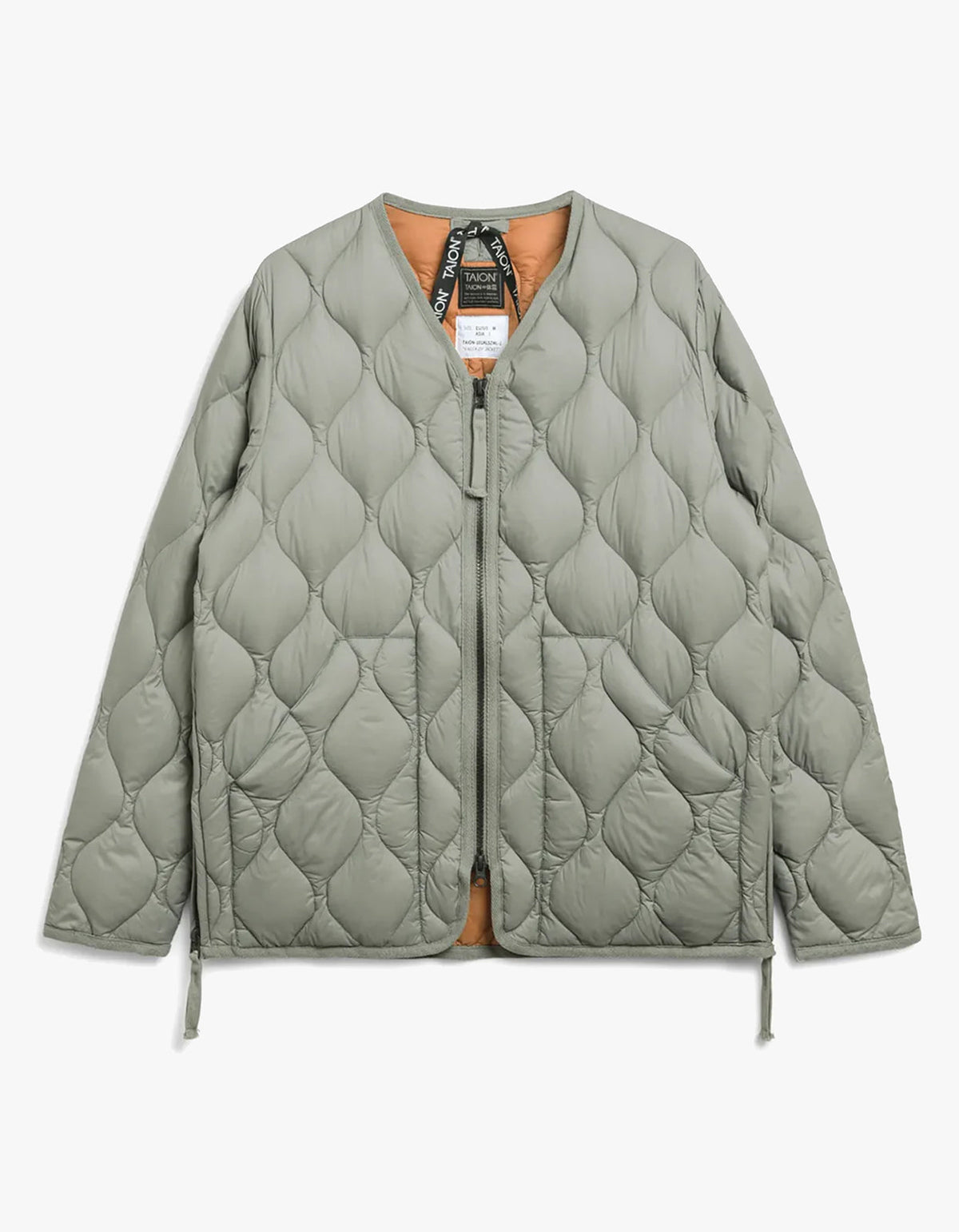 Soft Shell Military V Neck W Zip Down Jacket - Dark Sage Green