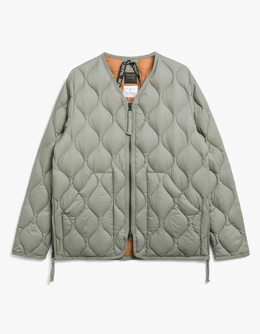 Soft Shell Military V Neck W Zip Down Jacket - Dark Sage Green