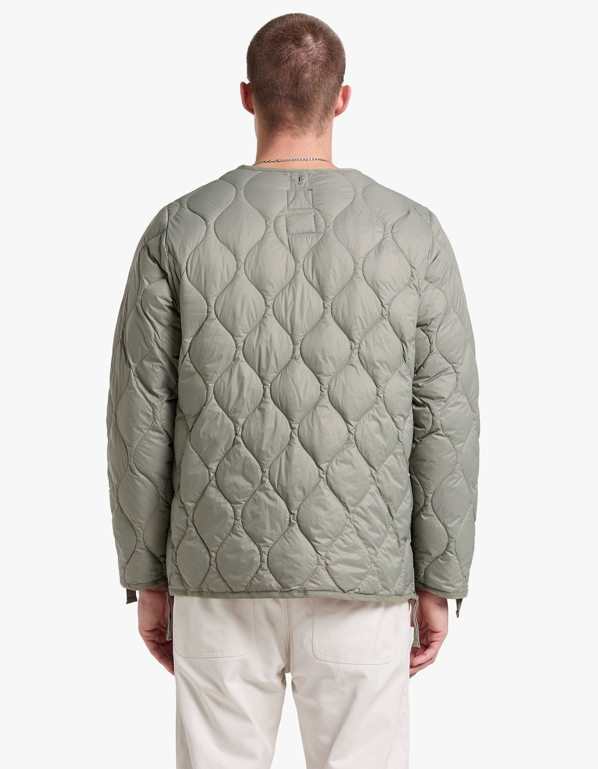 Soft Shell Military V Neck W Zip Down Jacket - Dark Sage Green