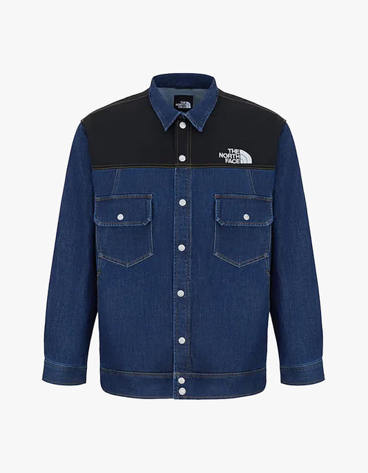 Mens Denim Cordura Jacket - Dark Indigo Denim Wash/Black