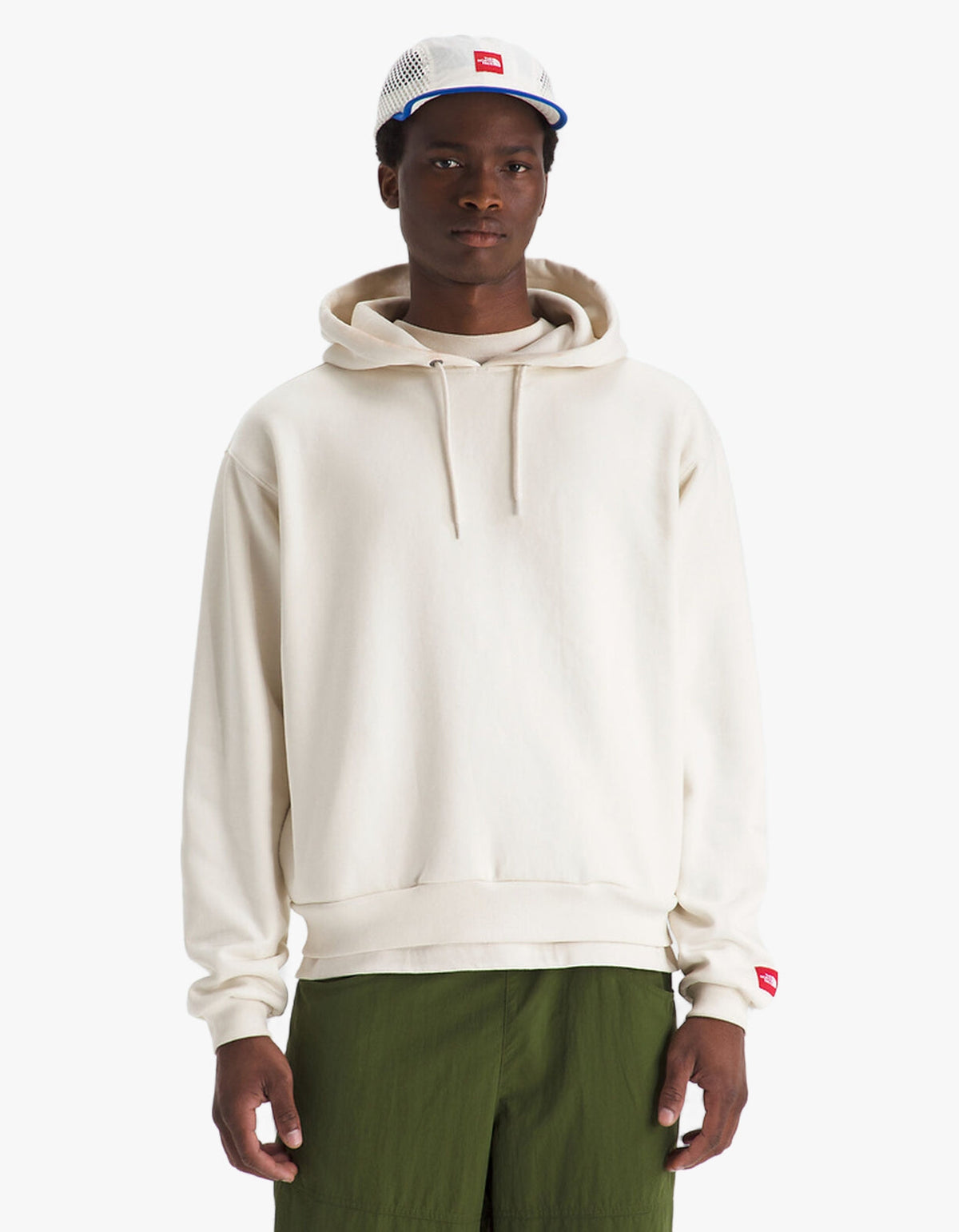 Mens Red Box Hoodie - White Dune
