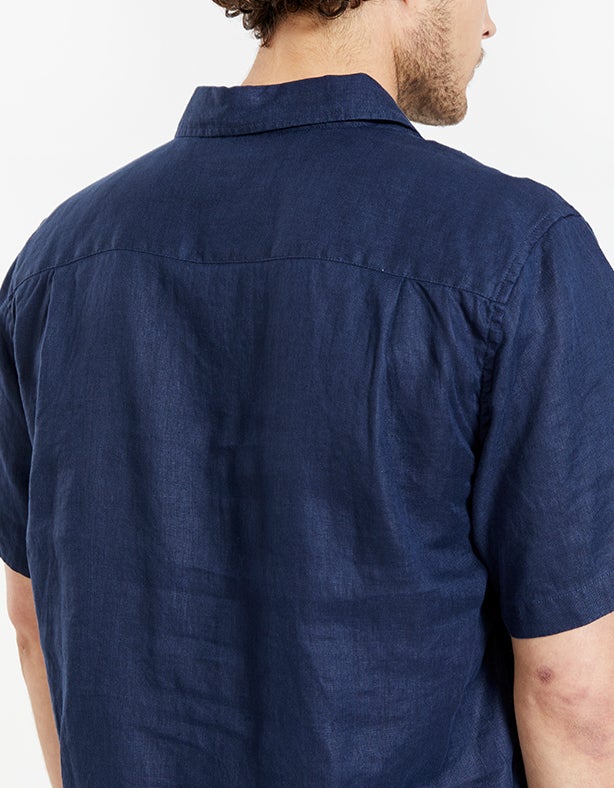 Hampton Linen S/S Shirt - Navy