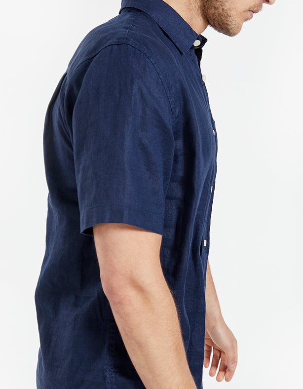 Hampton Linen S/S Shirt - Navy