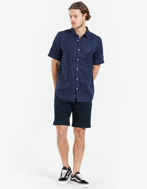 Hampton Linen S/S Shirt - Navy