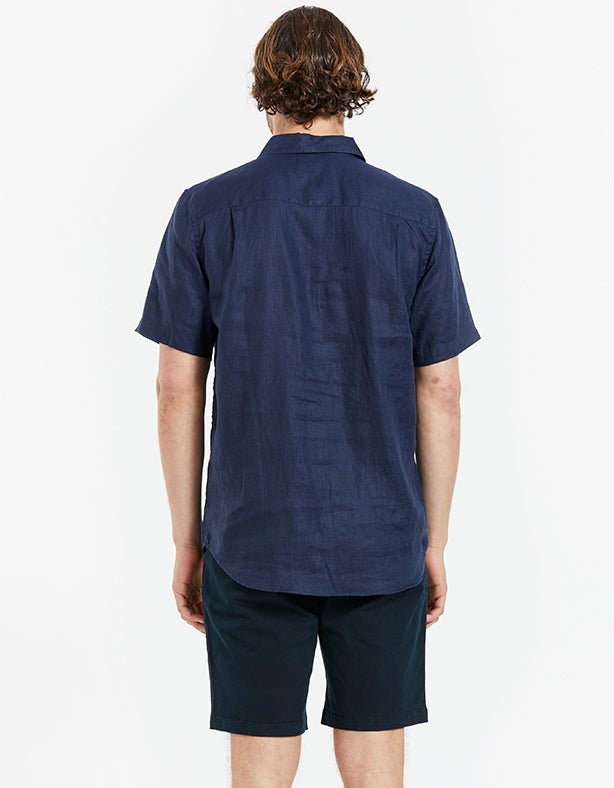Hampton Linen S/S Shirt - Navy