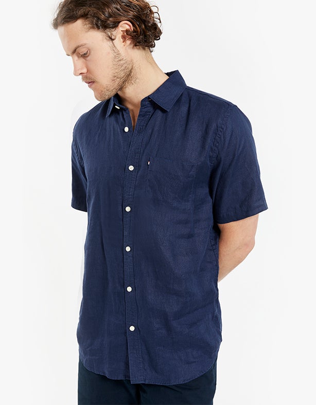 Hampton Linen S/S Shirt - Navy