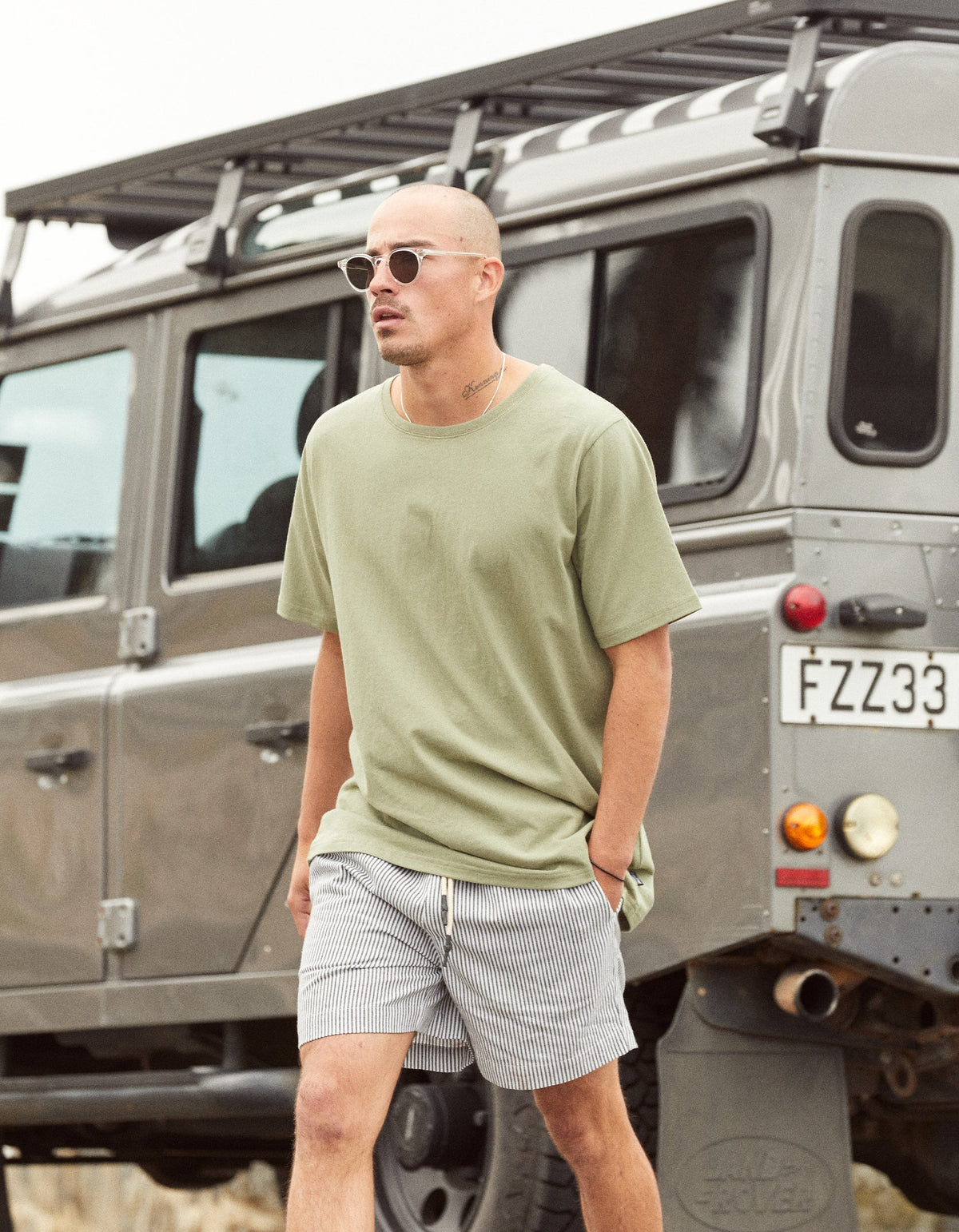 Earl Stripe Walkshort - Khaki/White